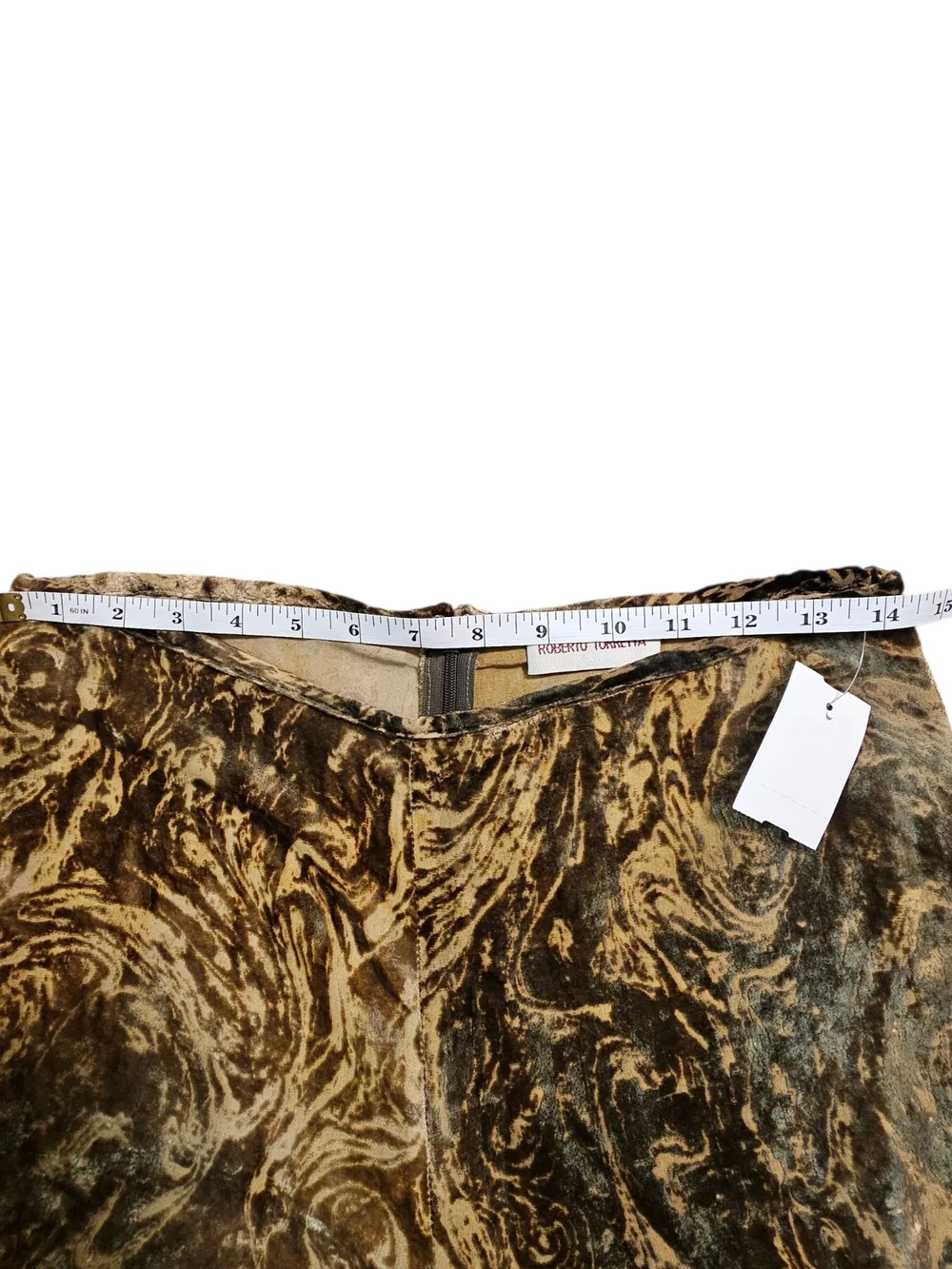 Roberto Torretta Velvet Burnout Pants 8 Silk Blend Y2K Boho NWT Brown